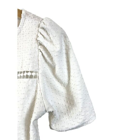 Anthropologie W5 Puff Sleeve Textured Top White EUC Sz Small / boho / - Picture 3 of 8
